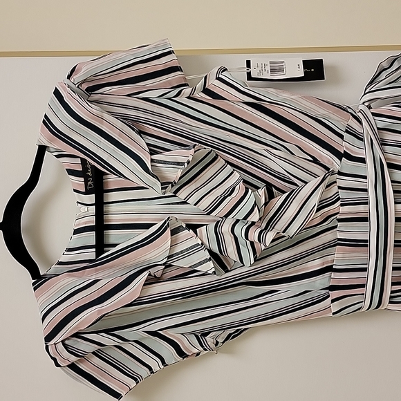 NWT DN design striped faux wrap dress size 16 - Picture 2 of 5
